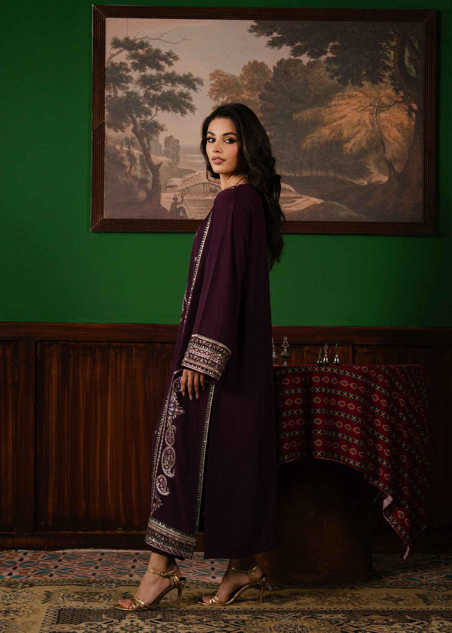 best Purple Embroidered Suit