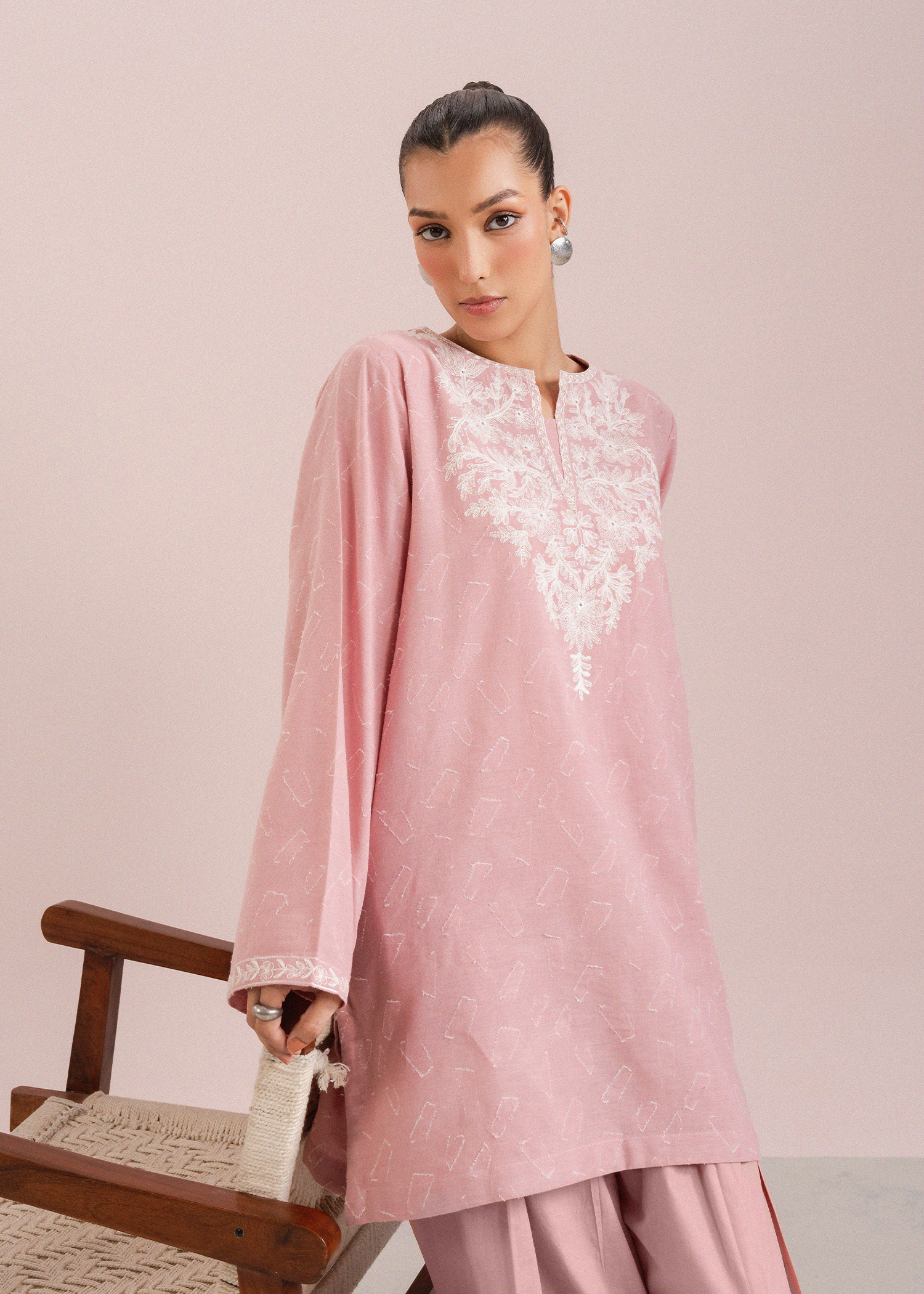 Light Pink Embroidered Co-ord