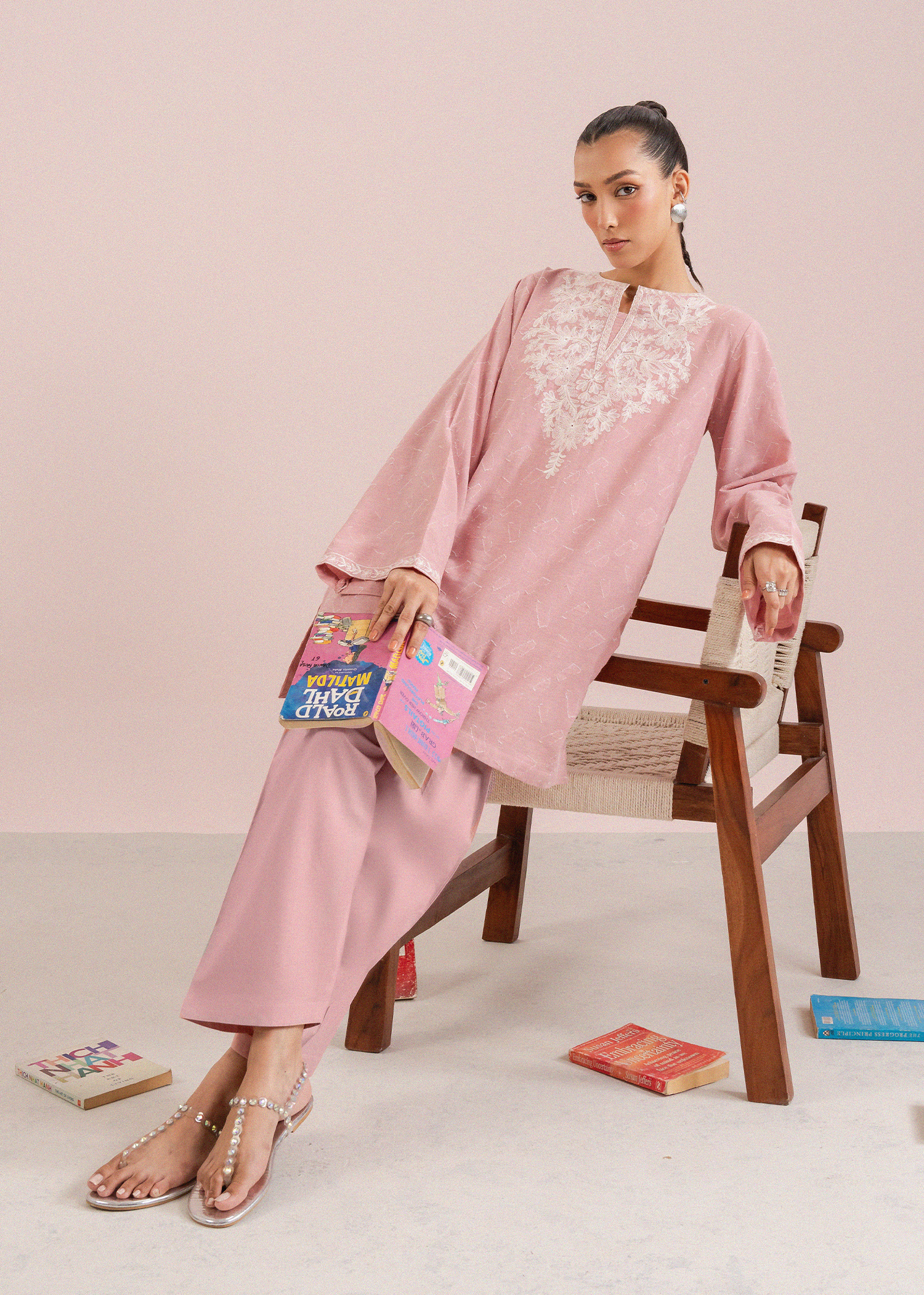 Light Pink Embroidered Co-ord