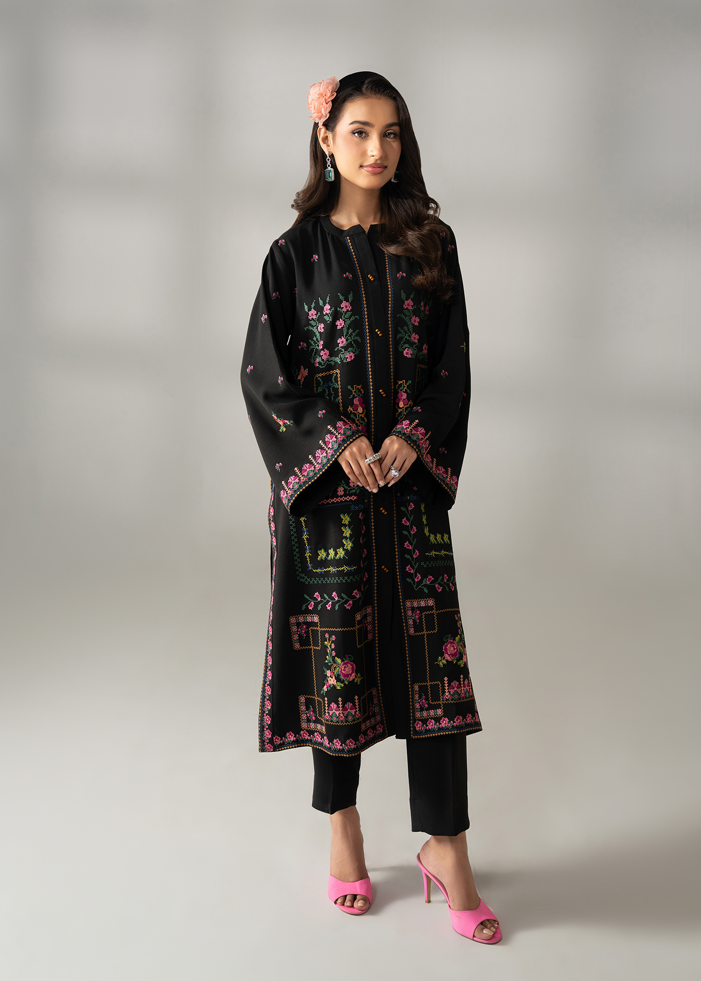 Black Embroidered Co-ord set