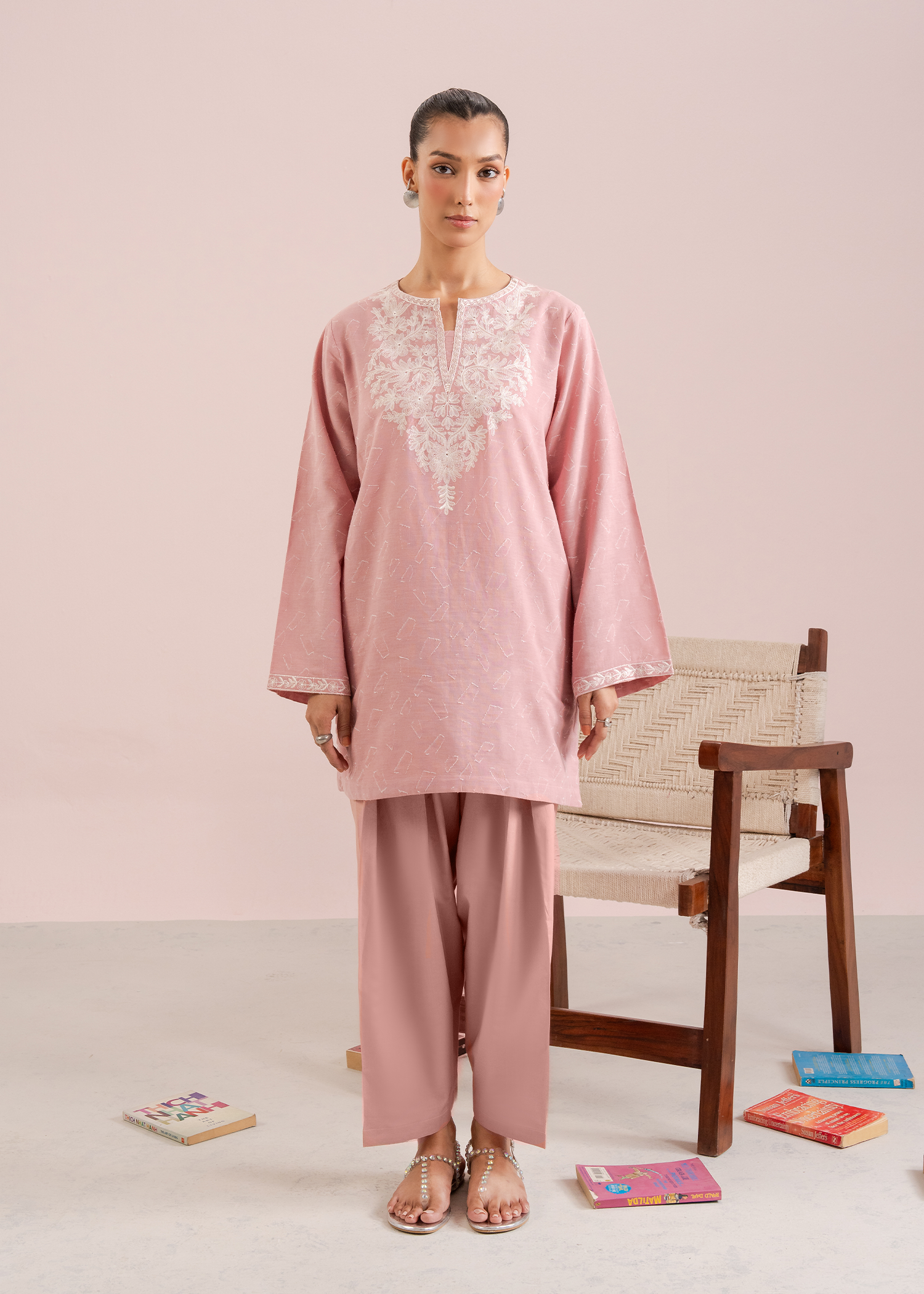 Light Pink Embroidered Co-ord