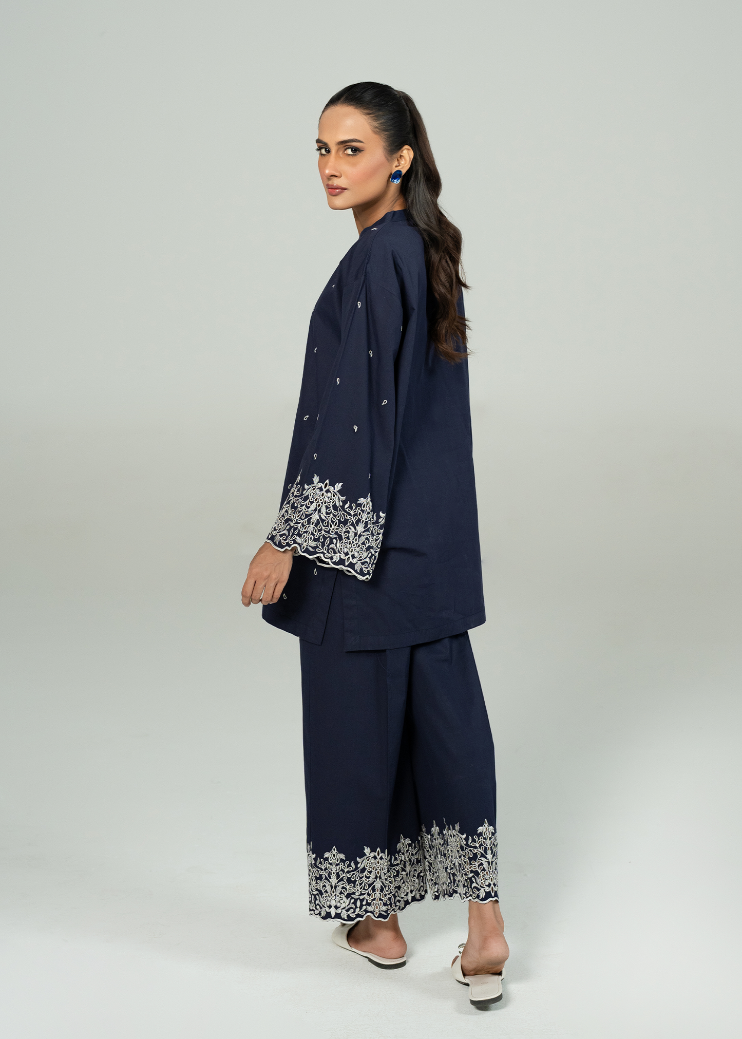 Navy Embroidered Co-ord