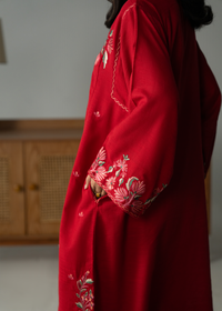 Embroidered Red Khaddar Suit