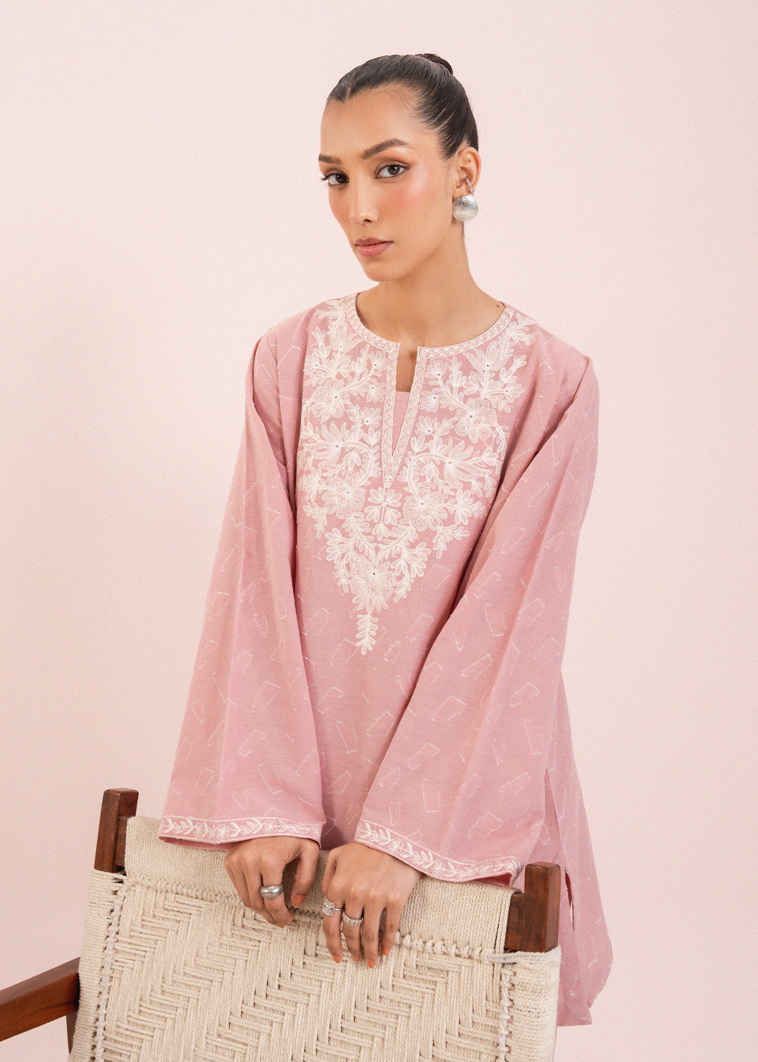 Light Pink Embroidered Co-ord