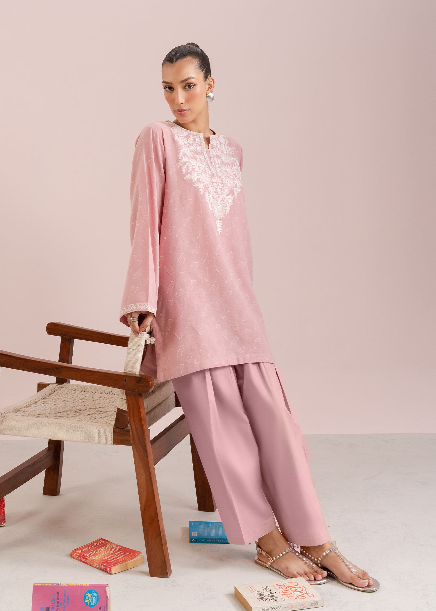 Light Pink Embroidered Co-ord