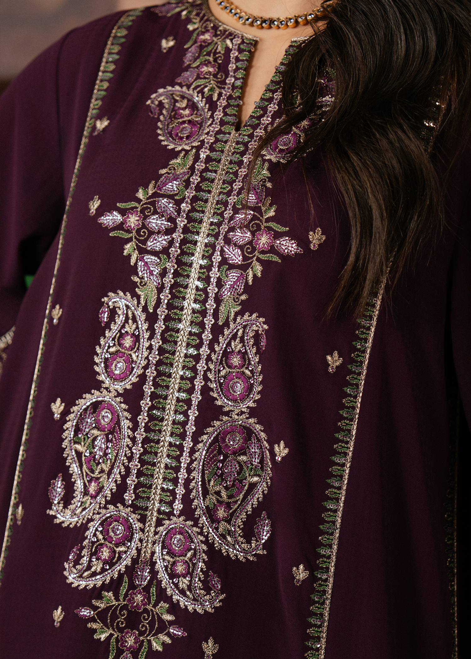 Purple Embroidered Suit