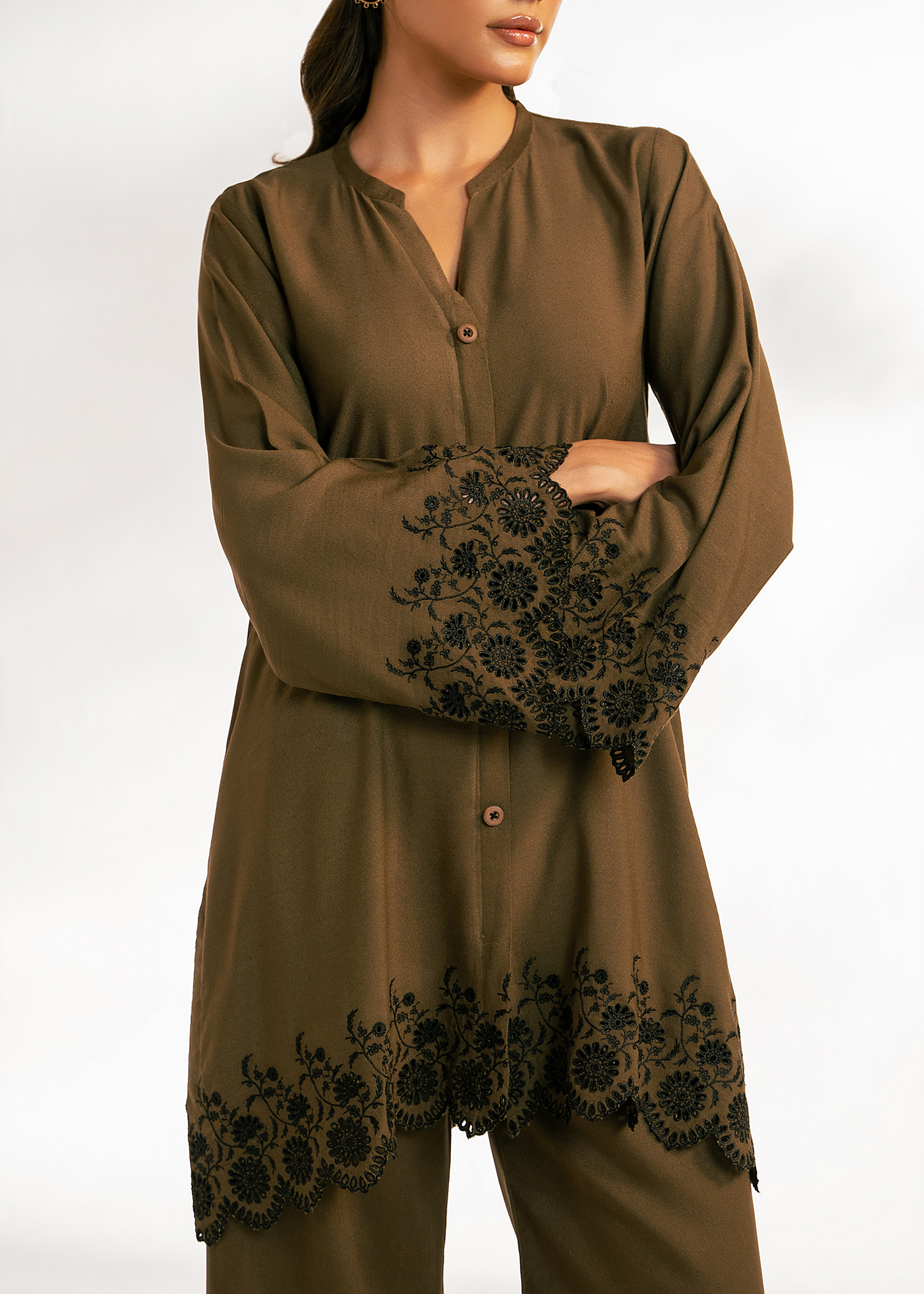 Olive Embroidered Suit