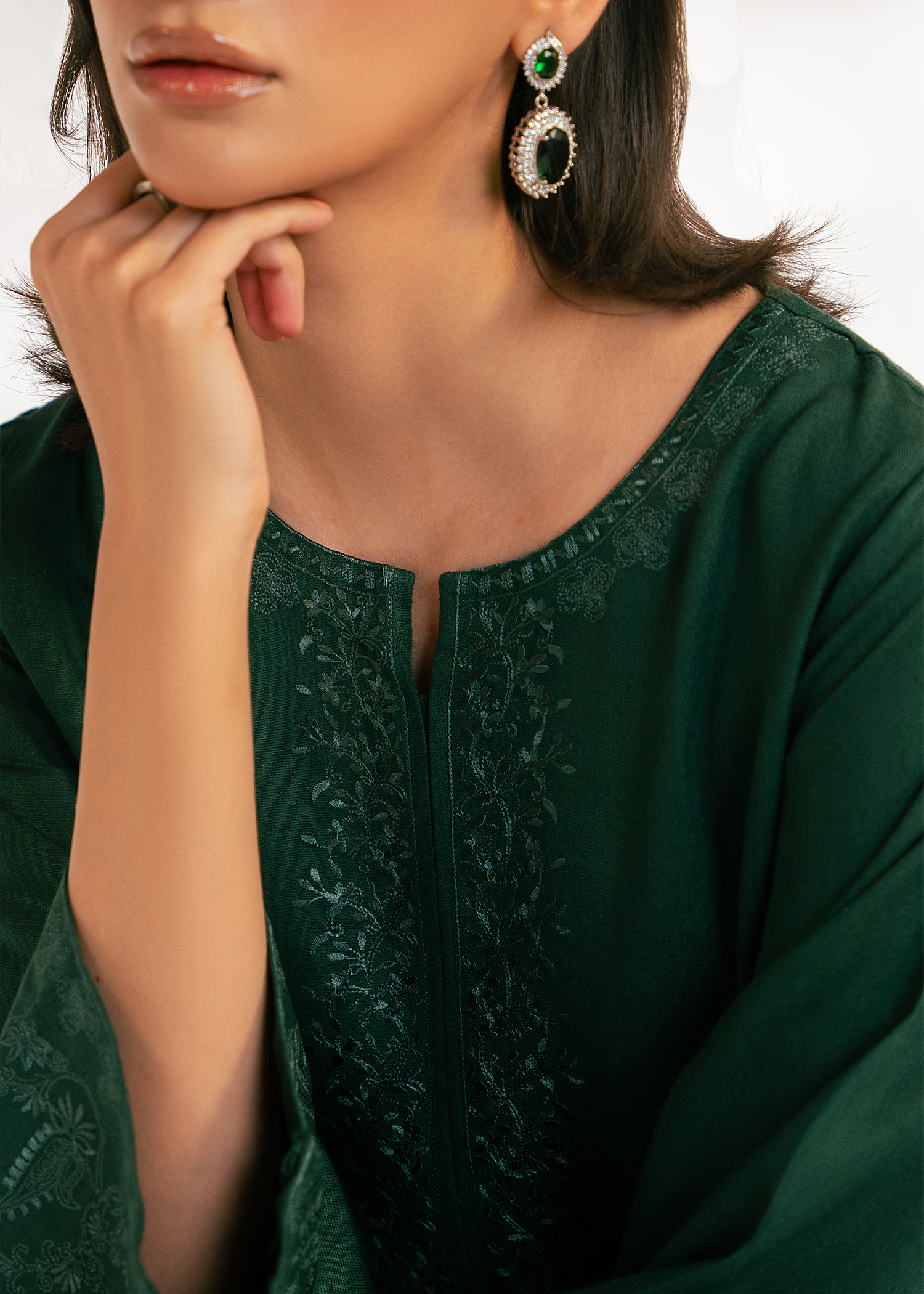 Green Embroidered Suit