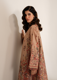 Beige Printed Embroidered Shirt