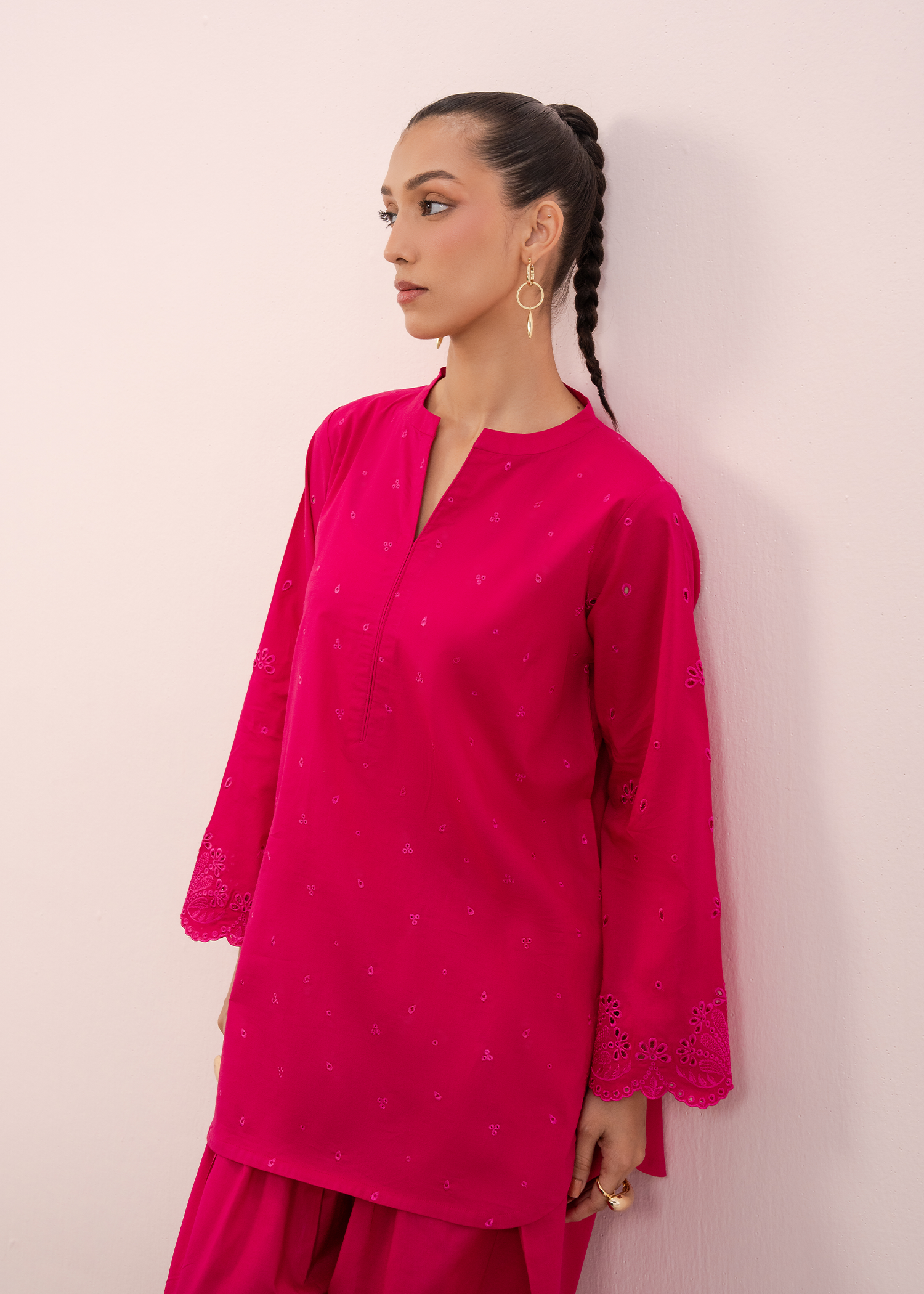 Pink Embroidered Farshi Shalwar Set