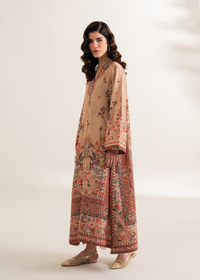 Beige Printed Embroidered Shirt
