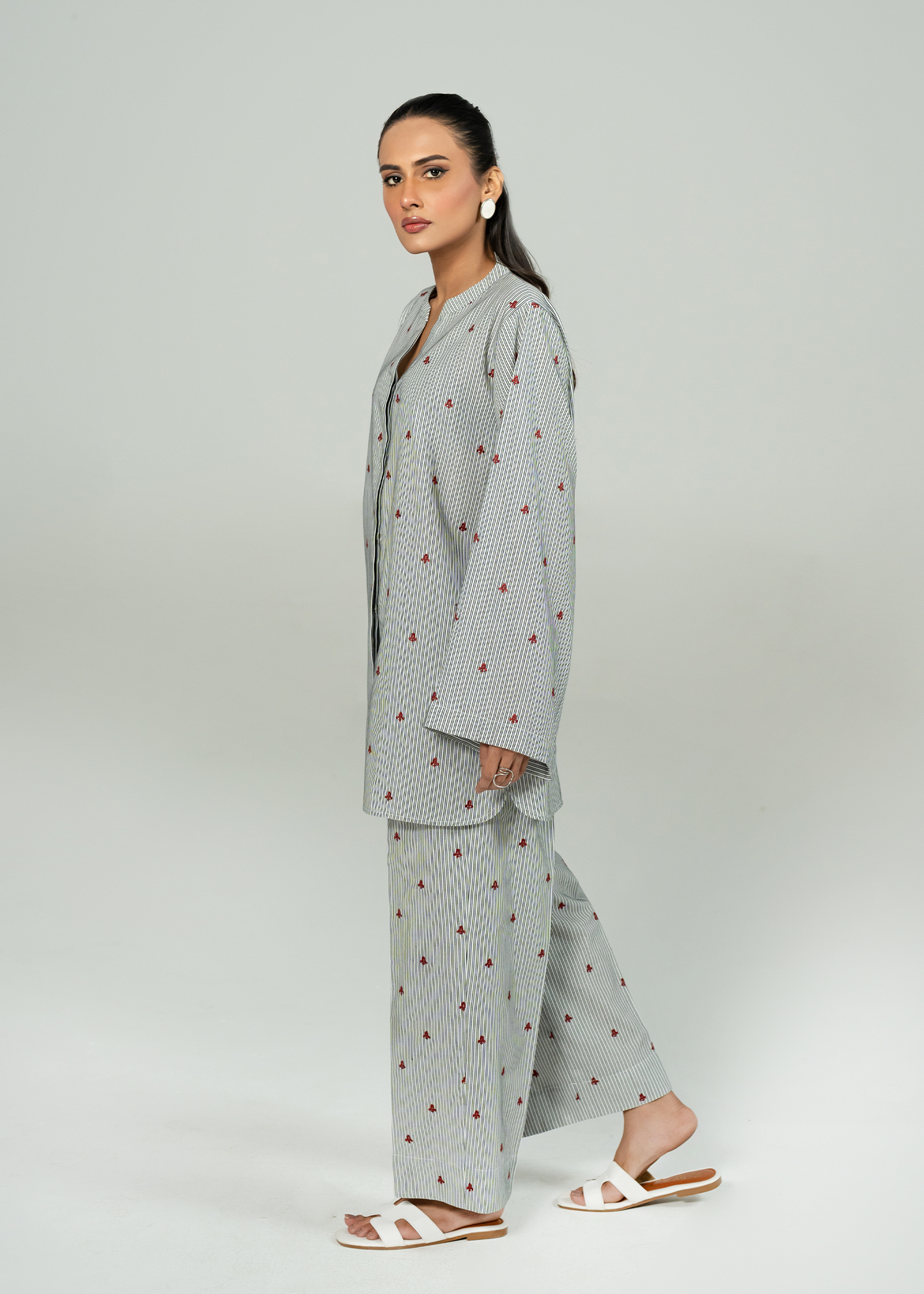 Grey Embroidered Co Ord