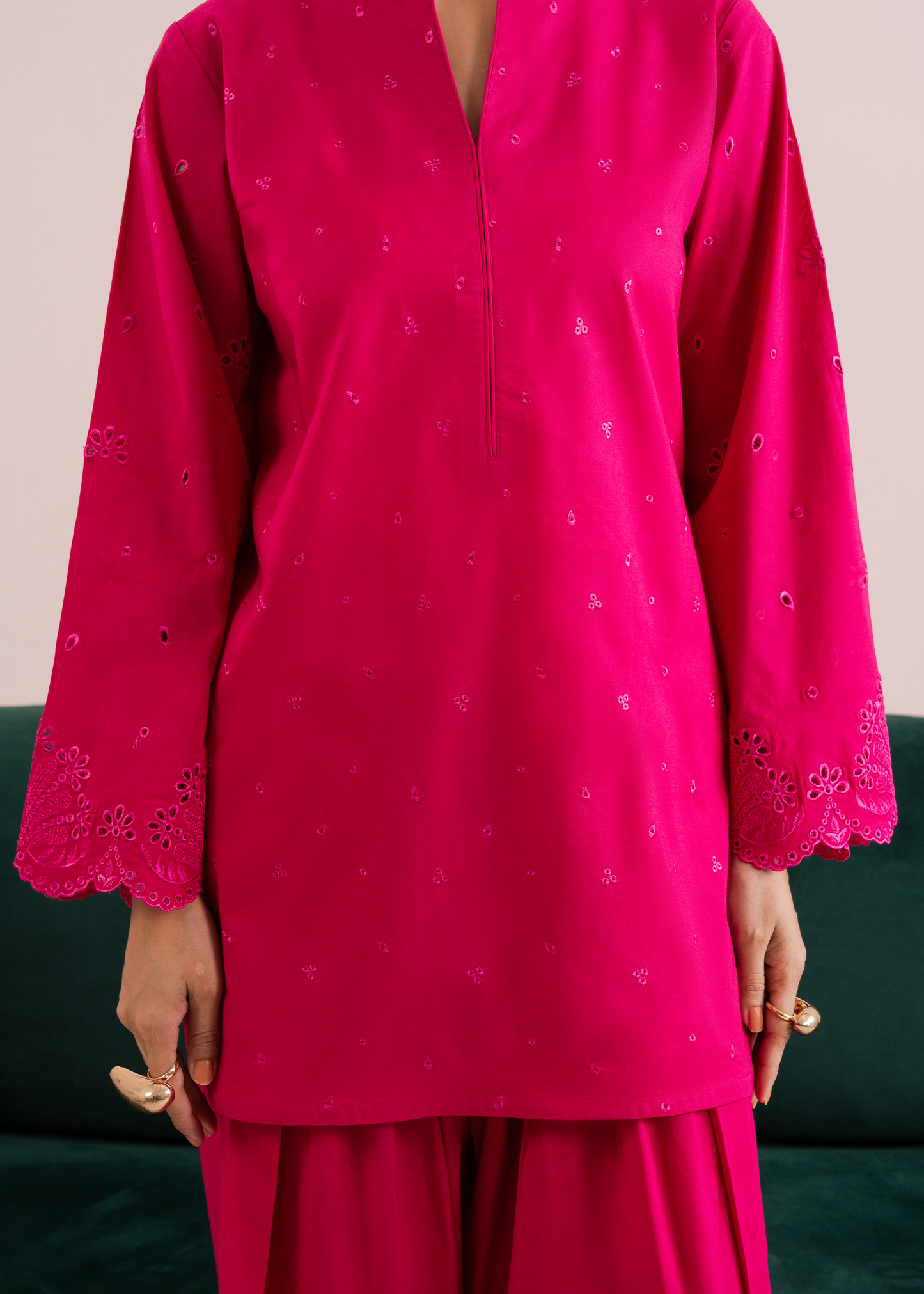 Pink Embroidered Farshi Shalwar Set