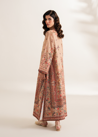 Beige Printed Embroidered Shirt