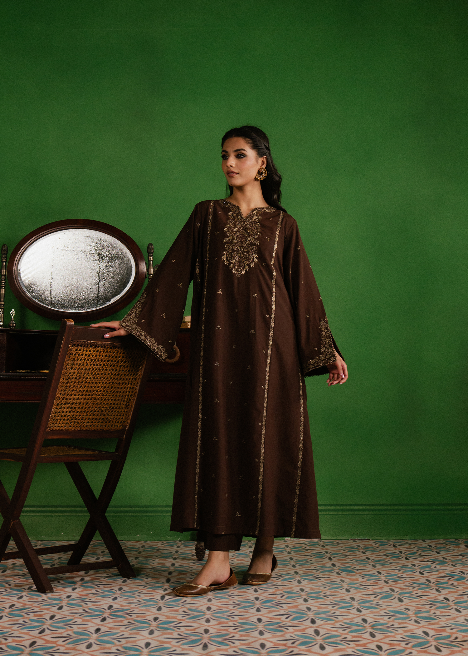 Chocolate Brown Embroidered Suit