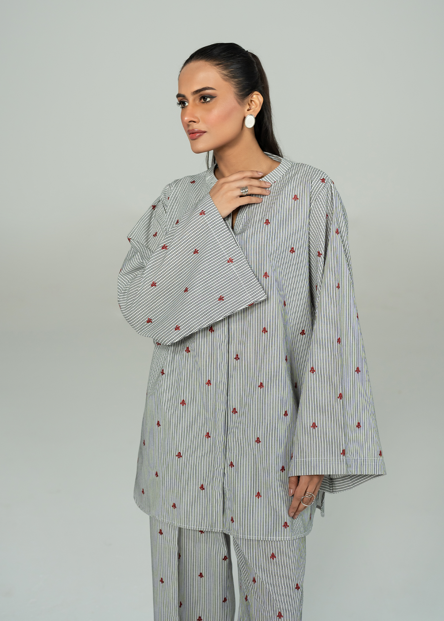 Grey Embroidered Co Ord