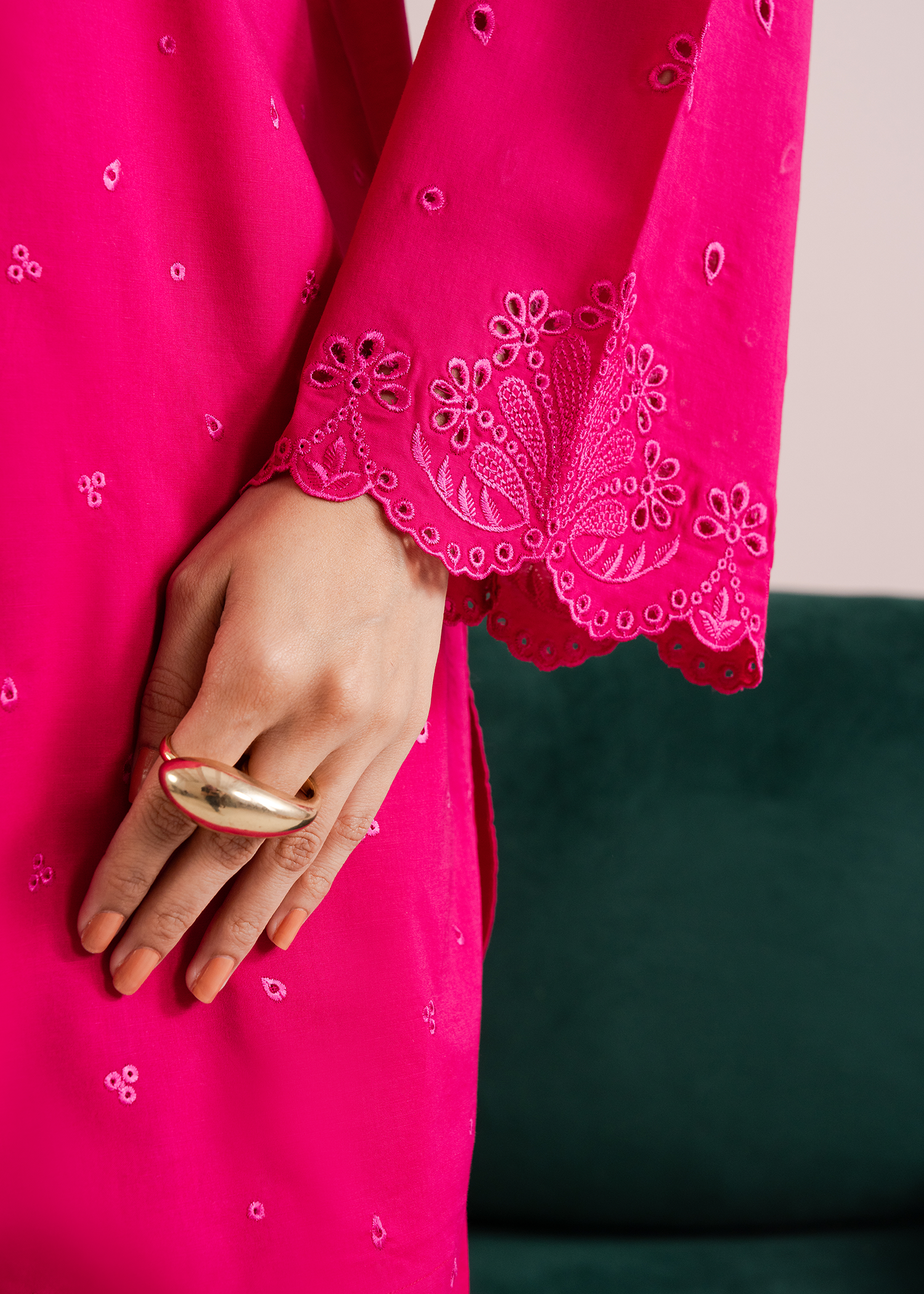 Pink Embroidered Farshi Shalwar Set