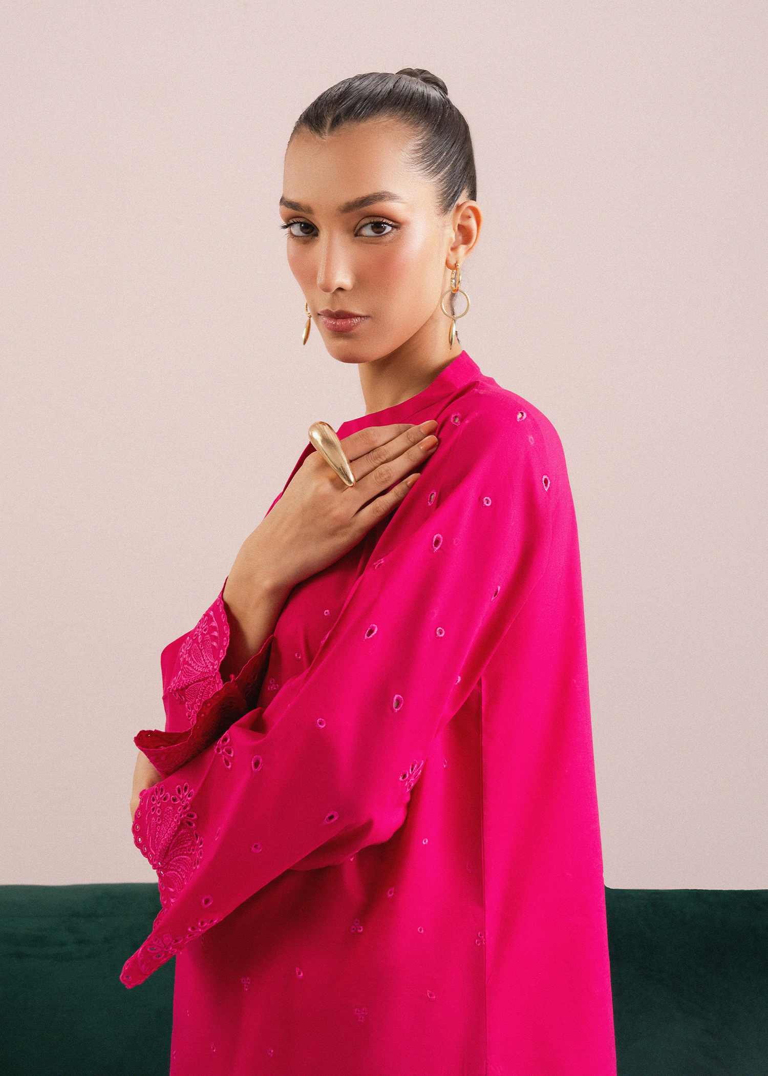 Pink Embroidered Farshi Shalwar Set