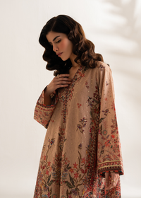 Beige Printed Embroidered Shirt