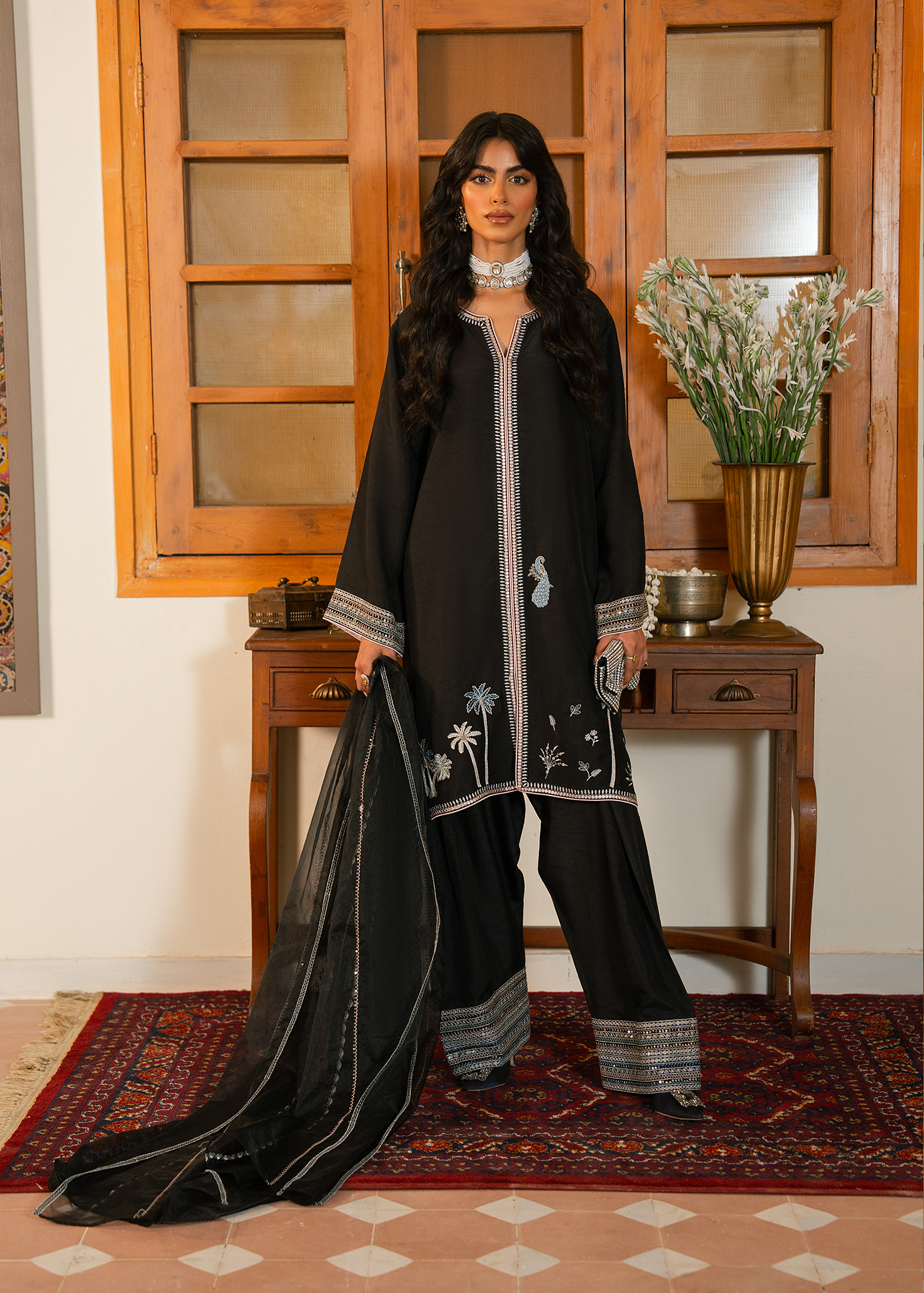 Black Raw Silk Suit