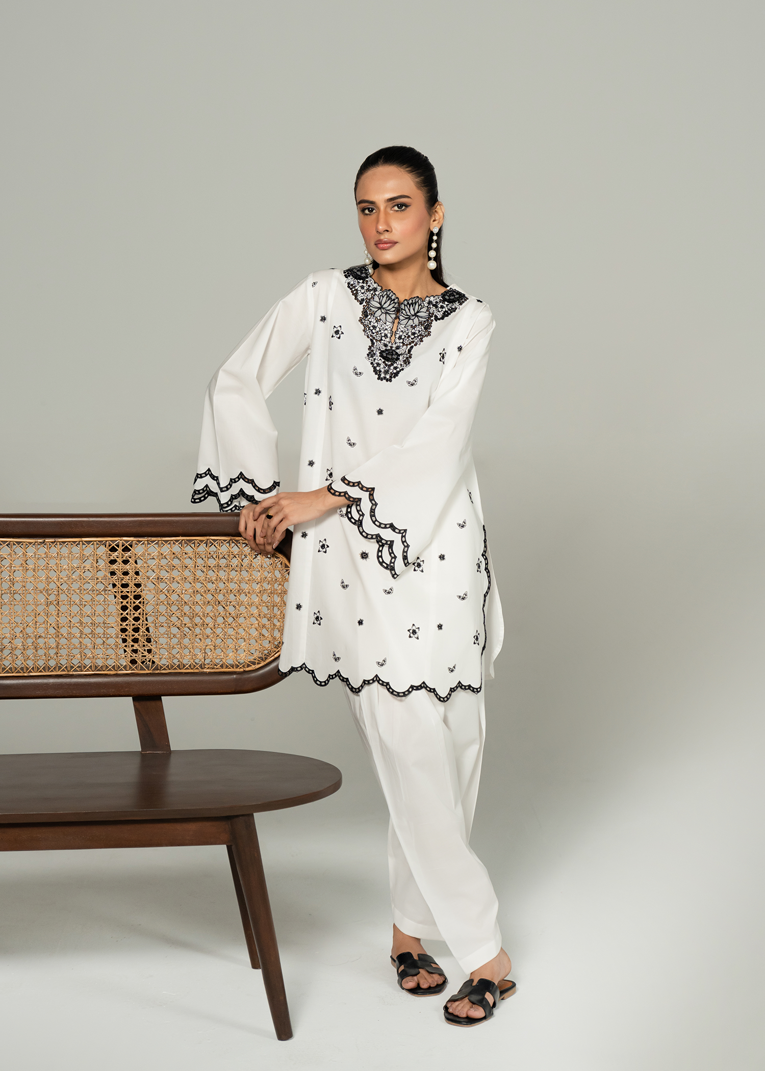 White Embroidered Suit