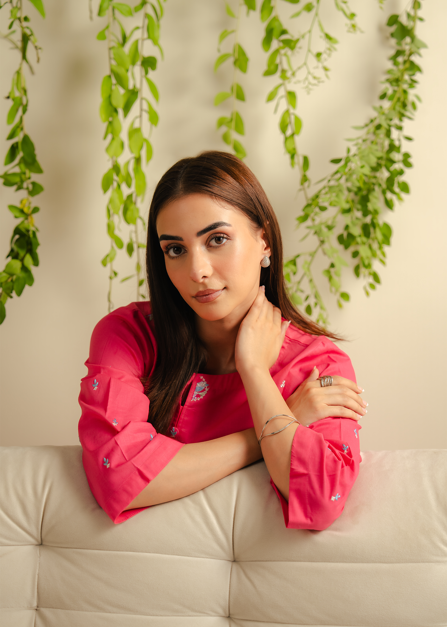 Hot Pink Embroidered Suit