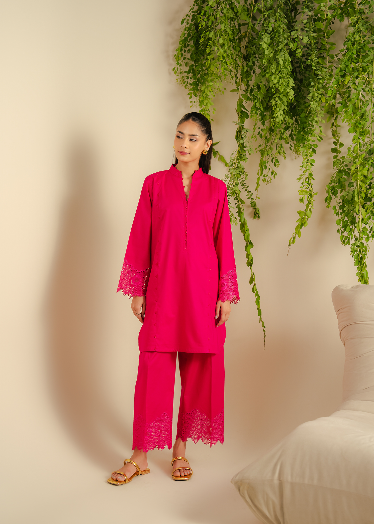 Shocking Pink Embroidered Suit