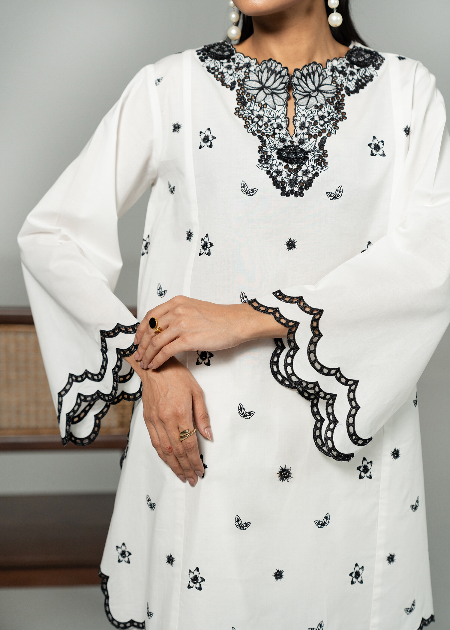 White Embroidered Suit