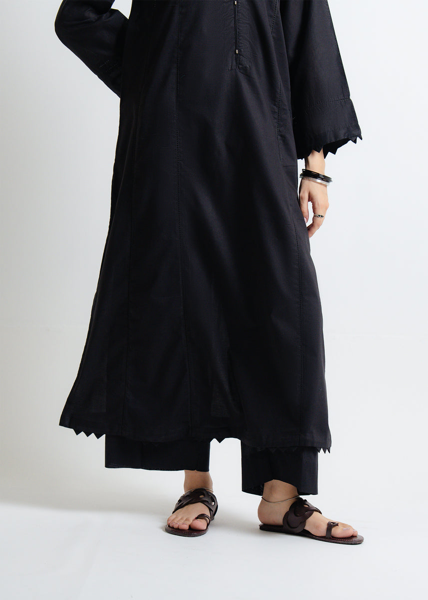 Black Solid Frock Shirt