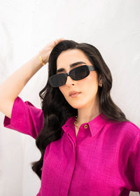 Magenta Cropped Button Down