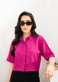 Magenta Cropped Button Down