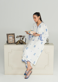 White and Blue Embroidered Suit