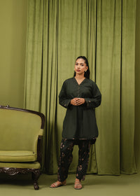 Bottle Green Printed Suit
