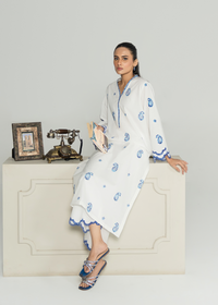 White and Blue Embroidered Suit