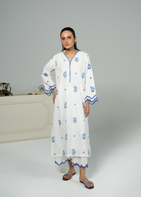 White and Blue Embroidered Suit