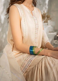 Cream Embroidered Gharara Suit