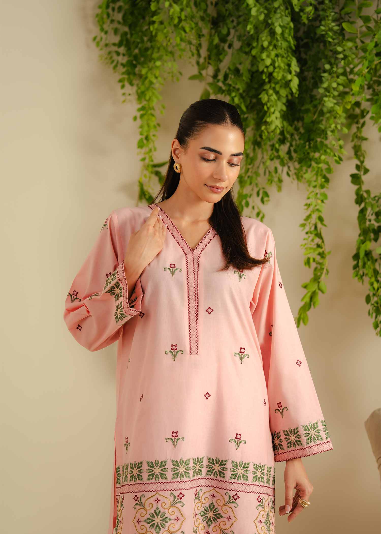 Pink Embroidered Suit