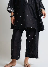 Black Embroidered Short Frock Suit