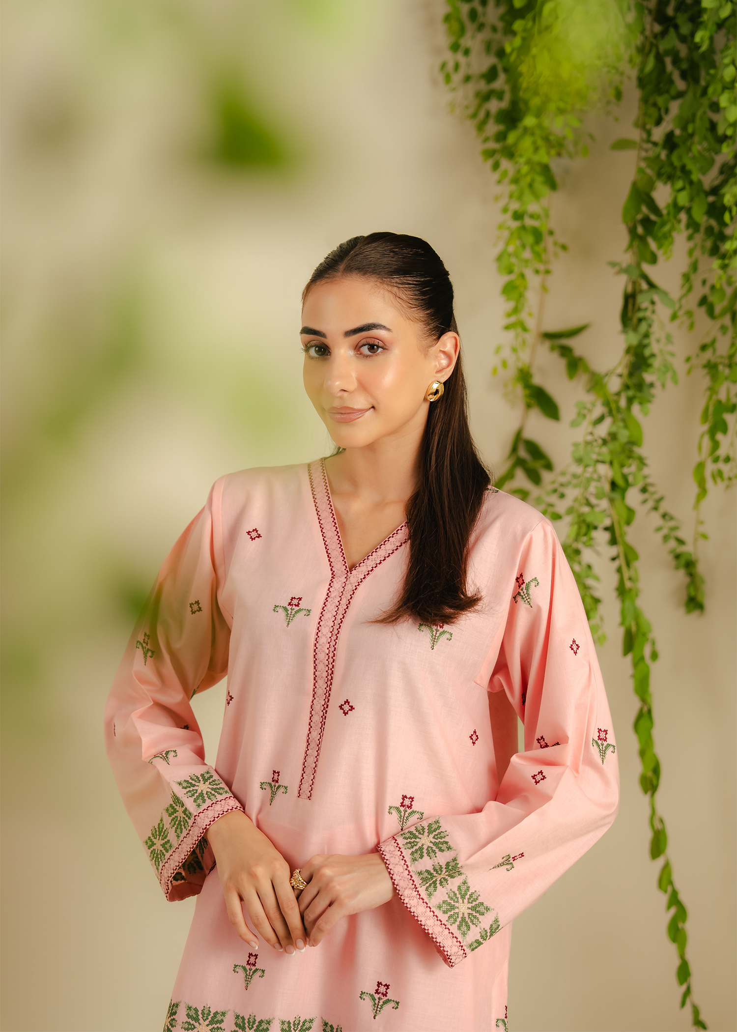 Pink Embroidered Suit