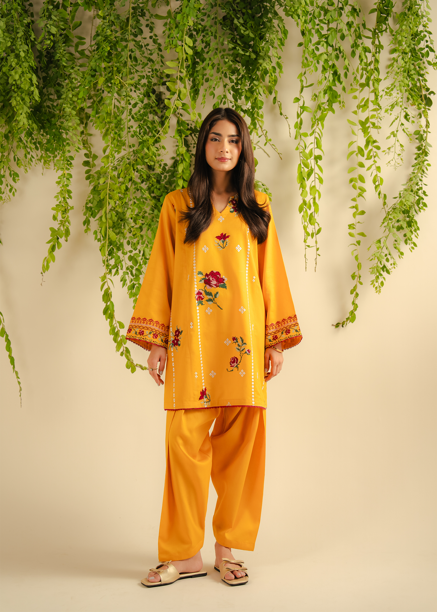 Mustard Embroidered Suit