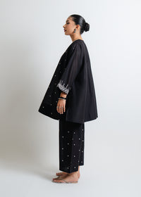 Black Embroidered Short Frock Suit