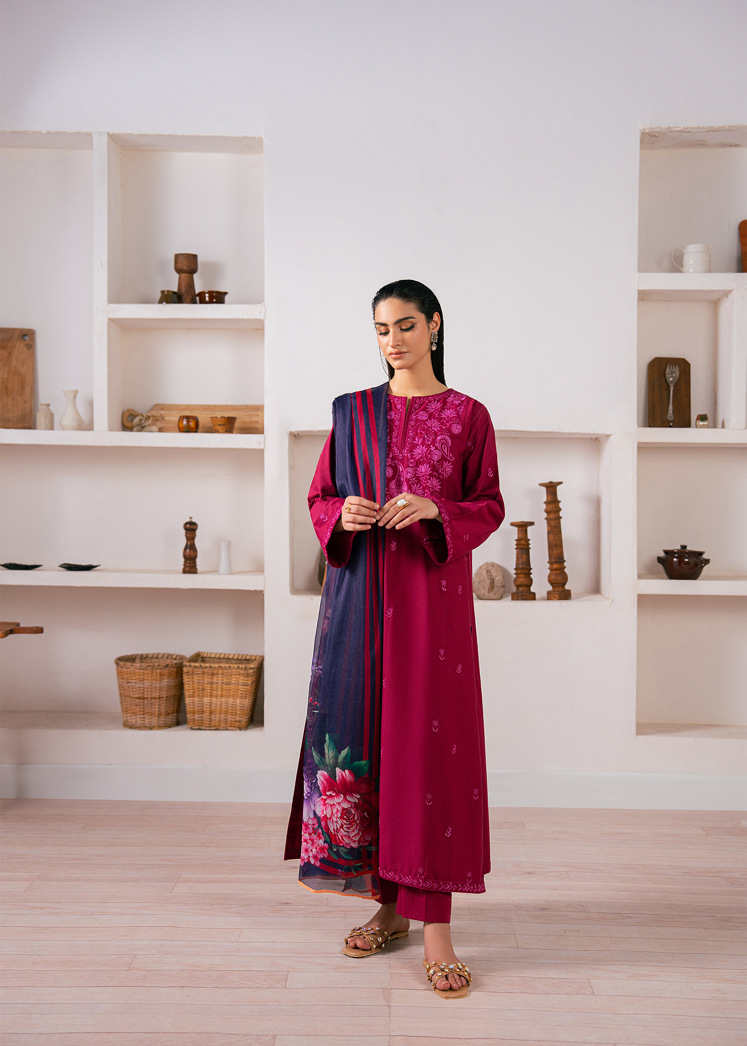 Berry Pink Embroidered Suit