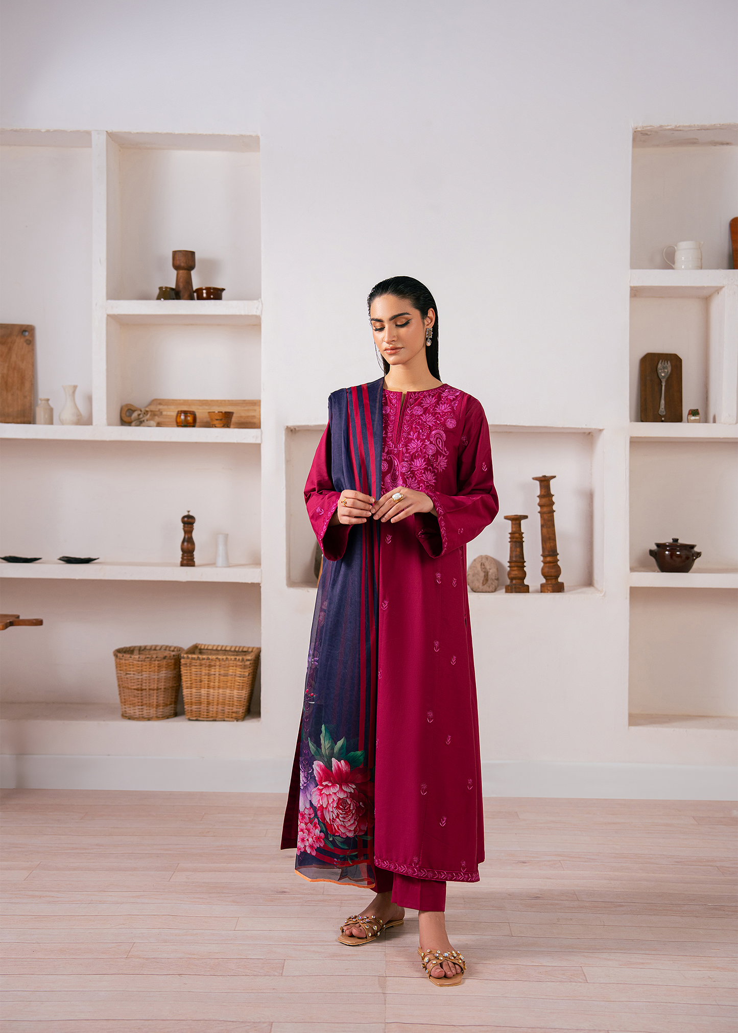 Berry Pink Embroidered Suit