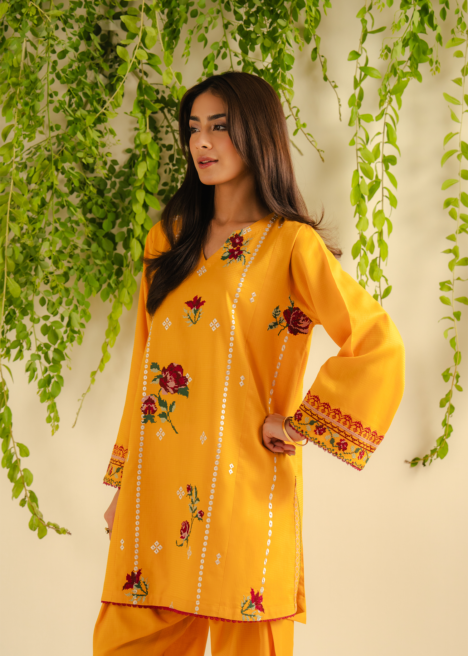 Mustard Embroidered Suit