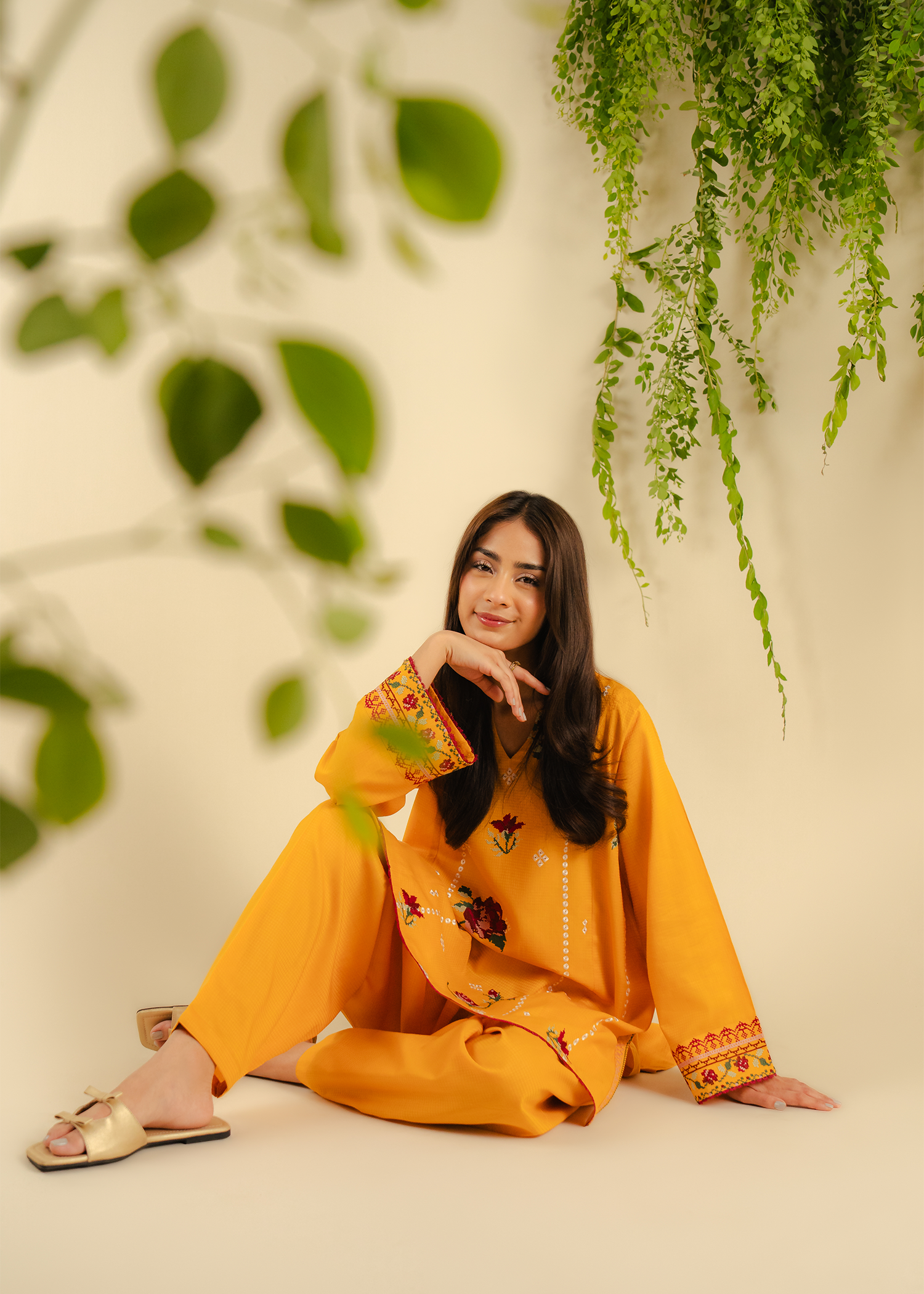 Mustard Embroidered Suit