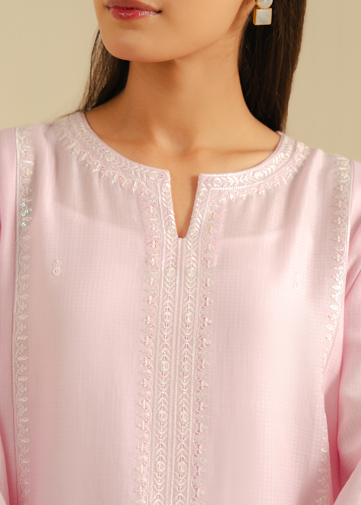 Pastel Pink Embroidered Shirt