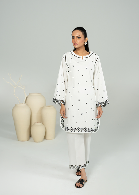 White Embroidered Suit