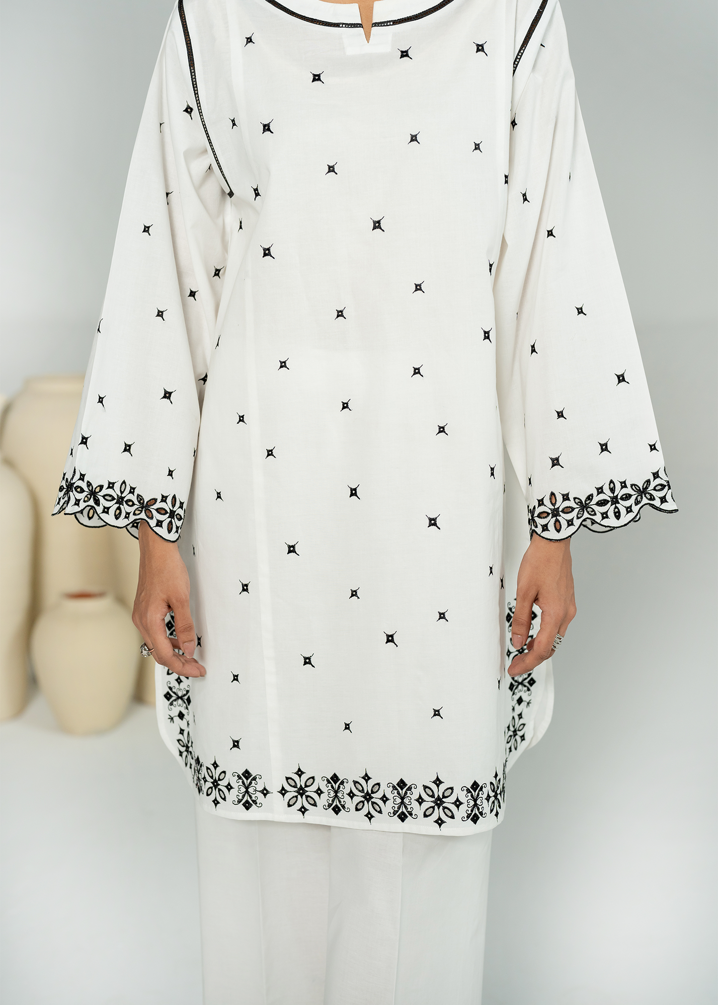 White Embroidered Suit