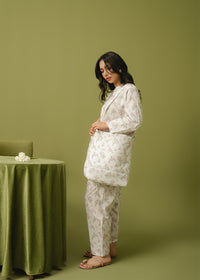 White Floral Printed Suit