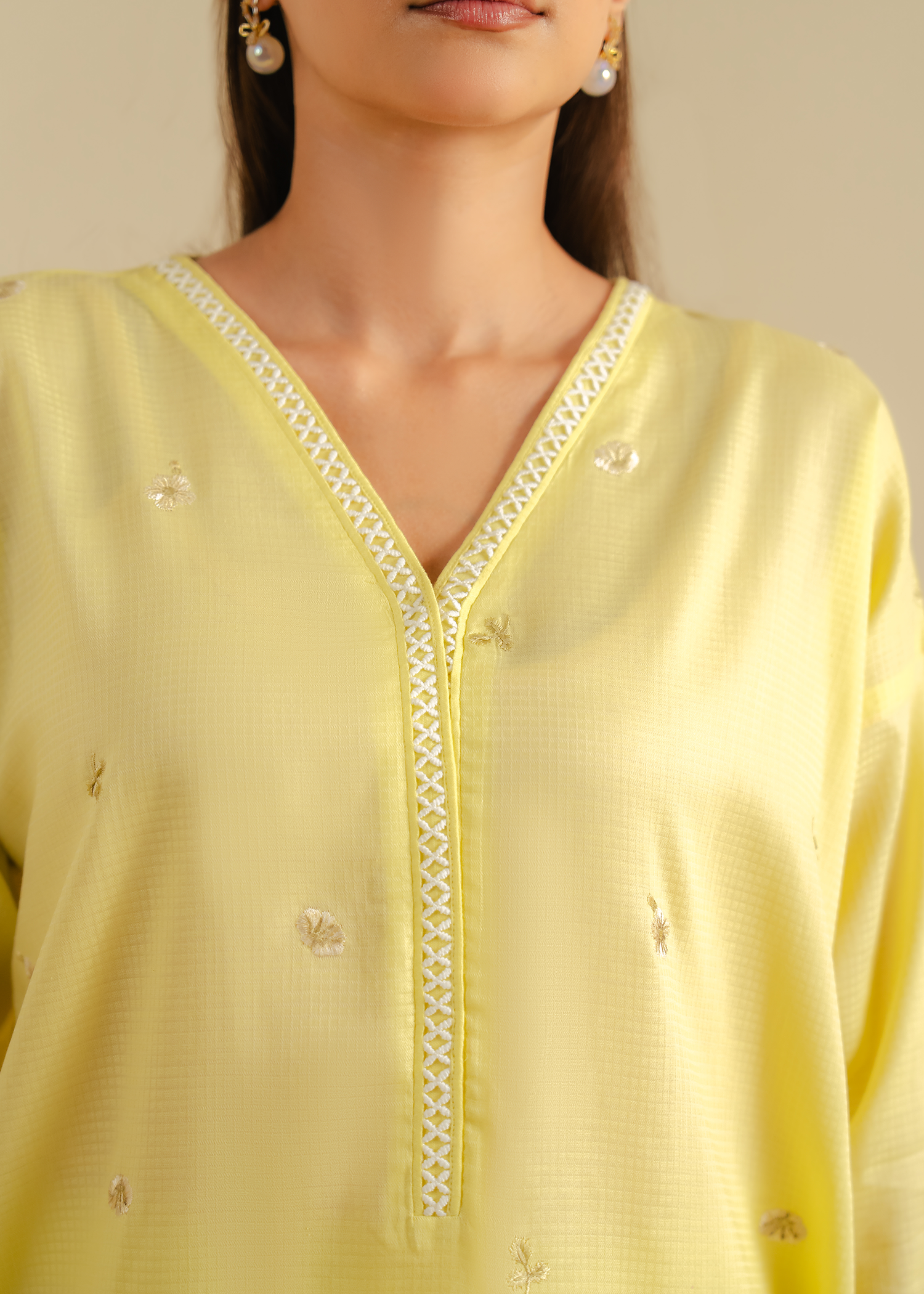 Lemon Yellow Embroidered Suit